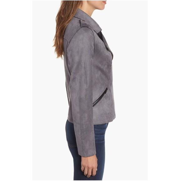 KUT FROM THE KLOTH Haddie Faux Suede Moto Jacket in Gray // S - Picture 4 of 15